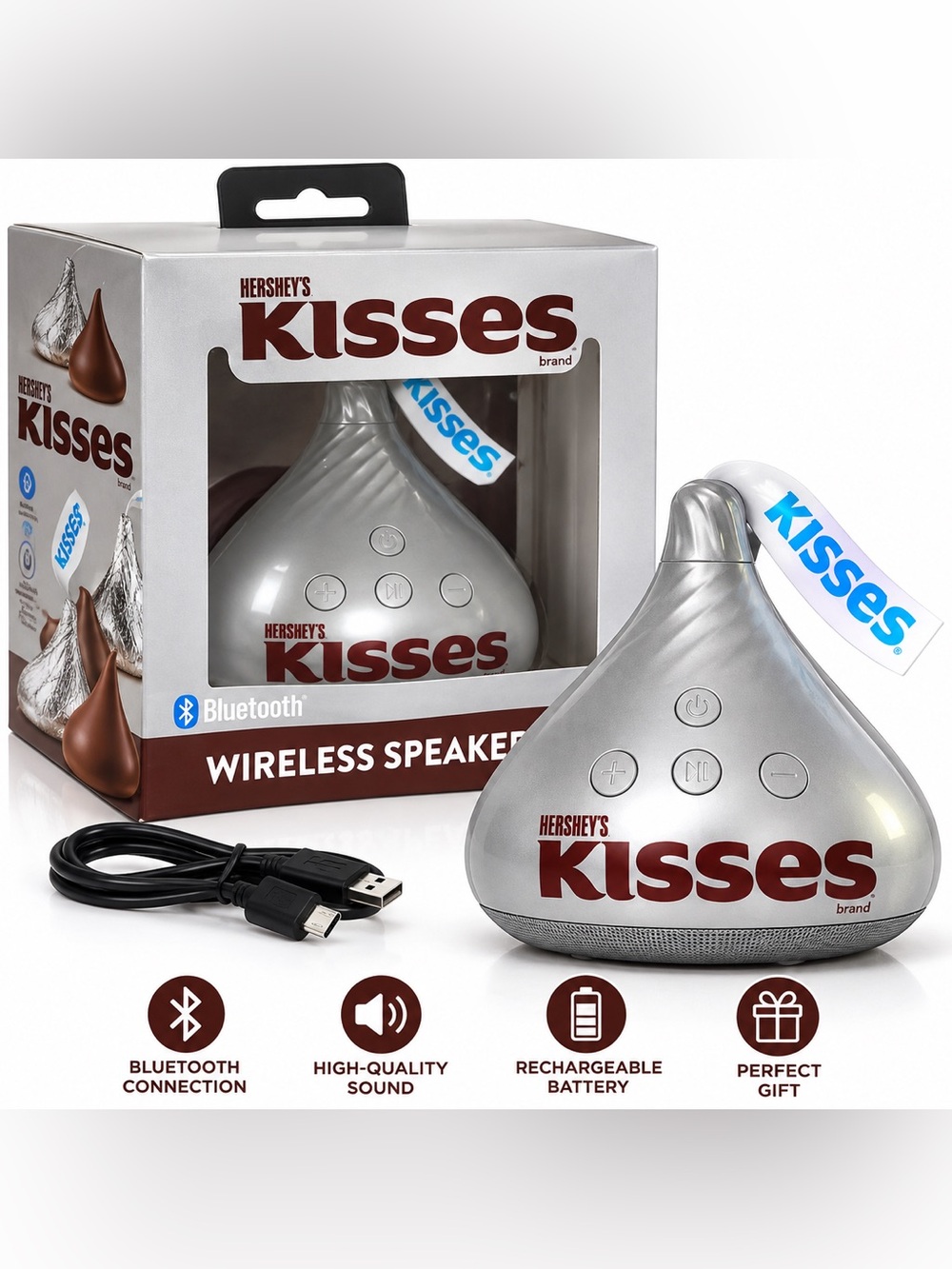 Hershey's Kisses Silver Bluetooth Wireless Portable Speaker